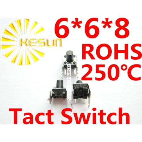 1000PCS DIP 6X6X8 Tactile Tact Push Button Micro Switch Momentary Vertical Push ROHS