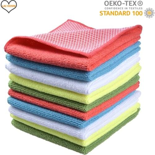 Microfiber Dish Cloth for Washing Dishes Dish Rags Bubble Net Kitchen Towels Cleaning Cloths with Poly Scour Side 12x12" 3PCS