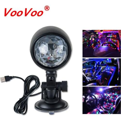 VooVoo Car LED USB Ball Lamp Decoration Atmosphere DJ Lights Auto Rotating Party Magic Lighting RGB LED Stage Strobe Flash Lamp
