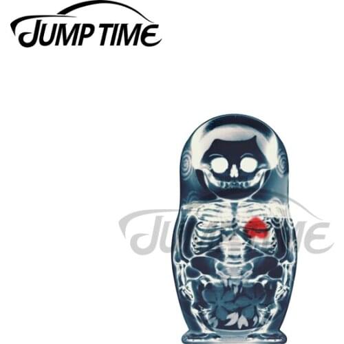 Jump Time 13 x 7.5cm For NestingDoll Skull Decal Laptop RV Car Sticker Windows Occlusion Scratch Personality Car Styling