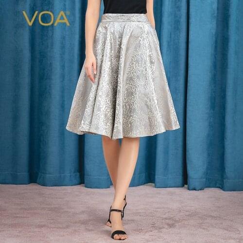 VOA Silk Yarn-dyed Jacquard Brocade Fancy Mid-waist Digging Bag Large Swing Round Umbrella Style Ambilight Skirt C331