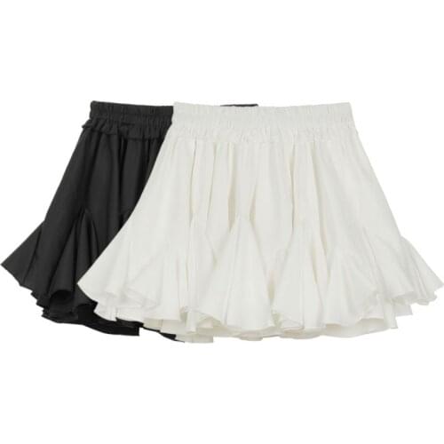 Gothic denim Women High Waist Pleated Skirts Girls Tennis School White/Black Mini Skirt Uniform Female Loose Casual Skirts