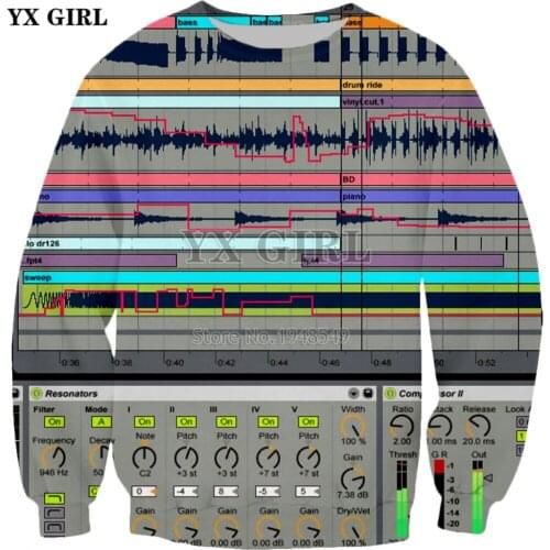 YX GIRL Drop shipping 2018 New Fashion Long sleeve sweatshirt ableton live disco 3d Print Mens womens Casual O-Neck pullover