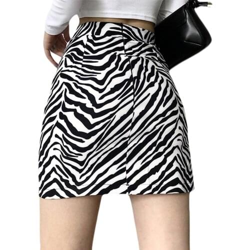 Women Mini Skirt High Waist Leopard Zebra Print Party Clubwear Casual Short Cocktail Elegant Straight Lace-up Skirts Streetwear