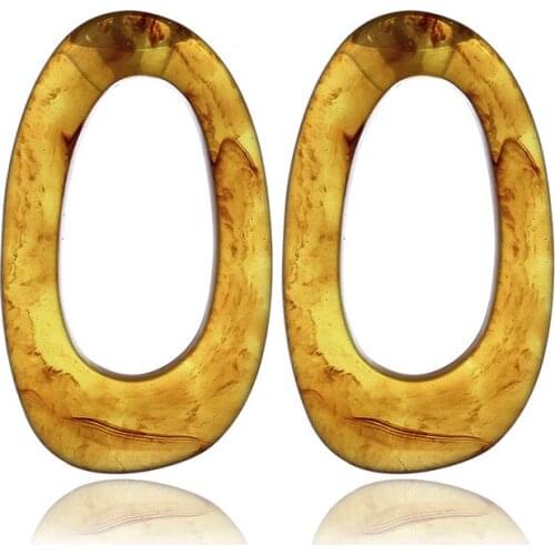 New Acetic Acid Clear Acrylic Earrings Red Green Dangle Oval Earrings for Women Big Drop Earrings Geometric Earring