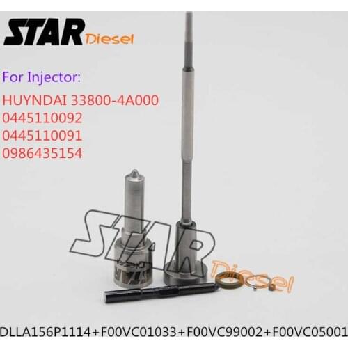 STAR diesel Nozzle DLLA156P1114 0433171719 Valve F00VC01033 Repair Kits For HUYNDAI 338004A000 0445110092 0445110091 0986435154
