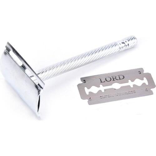 1 Set Practical Safety Men Double Edge Blade Shaving Hair Razor Shaver 2 Blades Old-Style