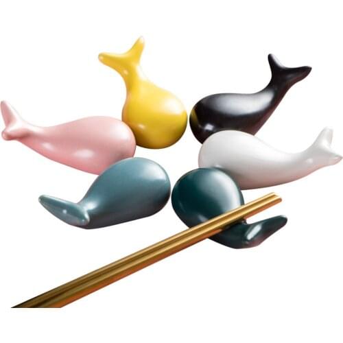 1pc Ceramic Cute Spoon Rest Holders Whale-shape Fork Spatula Rack Shelf Chopsticks Holder Stand Rest Pillow Kitchen Utensil