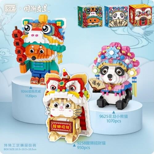 1070pcs+ LOZ MINI Building Blocks creative Chinese Tradition Culture/spring festival/New Years collection toys/Panda