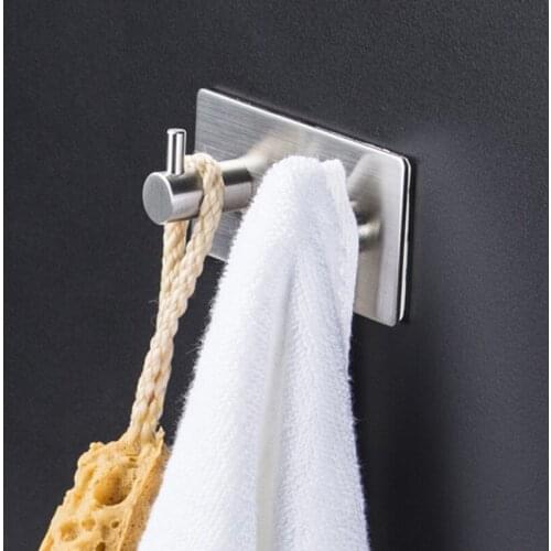 3M Sticker Adhesive Stainless Steel Hooks Wall Door Clothes Coat Hat Hanger Kitchen Bathroom Rustproof Towel Hooks