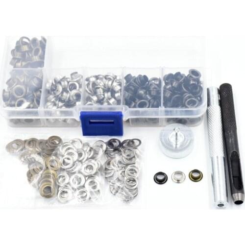 300 sets metal eyelets and installation tools Silver black bronze mixed packaging Rivets Metal hole 5mm Eyelet tool Buttons