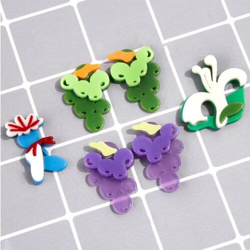 5 PCS Fashion Acrylic Handmade Flowers Grapes Connectors Charms DIY Necklace Earring Accessories For Jewelry Making