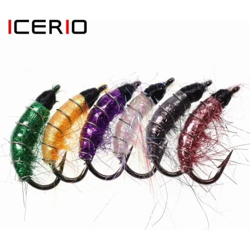 ICERIO 6PCS #6 Scud Shrimps Fly Cezch Nymphs Trout Fly Fishing Lure