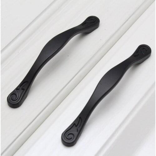 64 96 128 160mm modern simple black furniture handle antique black kitchen cabinet dresser drawer cupboard handle knob 5"