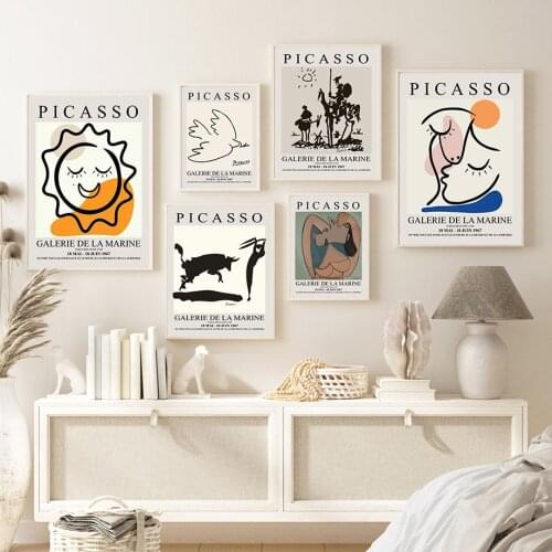 Abstract Picasso Sun Face Pigeon Cattle Nordic Posters And Prints Wall Art Canvas Painting Wall Pictures For Living Room Decor