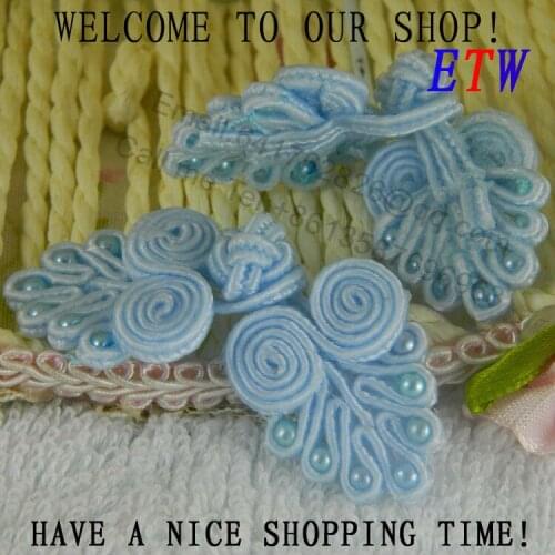 Free shipping Handmade China Knot button 6-7.5cm Light Blue Color Peacock Buttons 50 pcs/lot Decoration for Garment Package