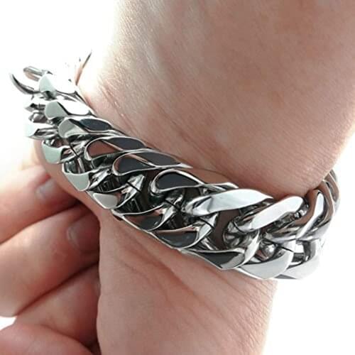 16mm width Mens Stainless Steel Bracelet Cuban Curb Link Bracelet Heavy Chain Couples Jewelry 7inch-9.84inch