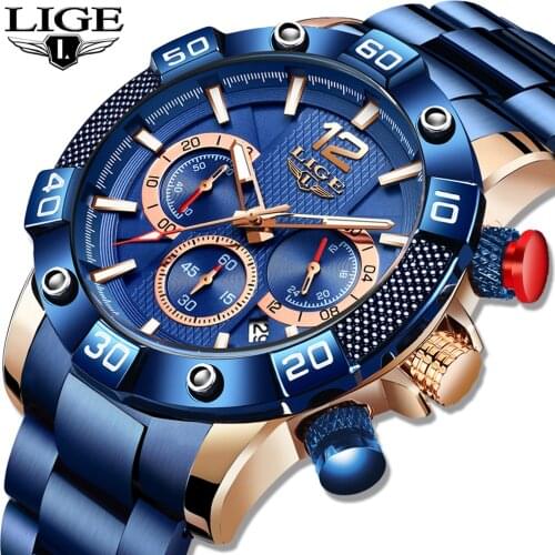 New Gift LIGE Men Watches Classic Aesthetic Design Men Watch Sport Waterproof Stainless Wristwatch Male Quartz Relogio Masculino