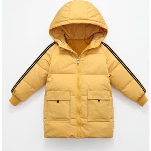 2021 New Childrens Down Jacket Length Boy Girls Autumn Winter Thickened Hooded Jacket White Duck Down Coat Toddler Boy Clothes