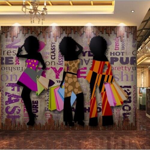 Dropship Custom Photo Wallpaper Custom Clothing Shop Mural Mural Alphabet Nostalgic Beauty Silhouette Background Wallpaper
