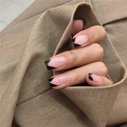 French V Simplicity Elegant Trapezoidal Wearable Fake Nails