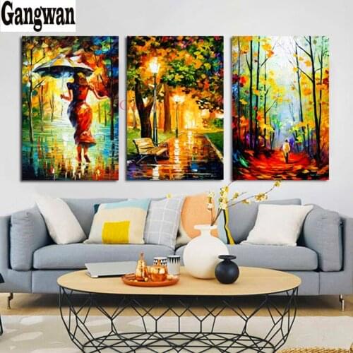 Boy & Girl Walk in The Forest Diamond Painting Full Square Diamond Embroidery Handicraft Art Diamond Mosaic Sale 3pcs Decoration
