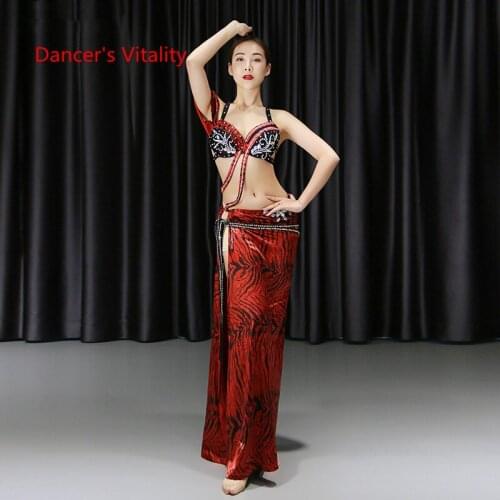 Belly Dance2pcs Bra+Split Skirt sets Sexy Performance Clothes Suit Profession Practice Clothing Long Skirt Spring And Summer