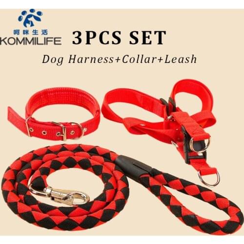 Nylon Reflective K9 Dog Harness Collar and Leash Set 3m Material for Small Medium Large Dog
