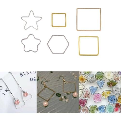 30pcs Gold Silver Color Copper Geometric Bezel Frame Charms Pendants For DIY Earring Necklace Jewelry Making Accessories