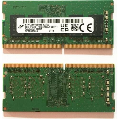 Micron DDR4 RAMs 8GB 3200MHz Laptop Memory DDR4 8GB 1RX16 PC4-3200AA-SC0-11