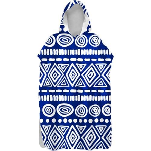 Fashion Geometric Quick Drying Changing Robe Beach Poncho Towel Outdoor Sports Hooded Bath Towel With Button Swimming Beachwear