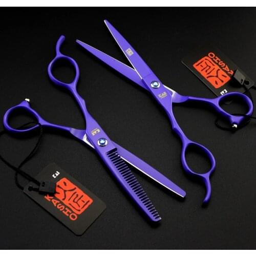 Sexy Violet Salon Haircut Left Hand Hairdressing Scissors Lefty Tooth Scissors Thin Shear Flat Shears Left Hand Scissors Set