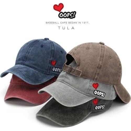 Adjustable Vintage Letters Dad Hat Washed Cotton Retro Baseball Hat for Men Women Love embroidery Snapback Caps