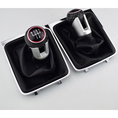 5 6 Speed Gear Head Black Shift Knob Gear Knob Boot Gaiter Frame For VW Passat B6 2005-2011