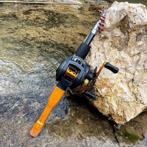 GHOTDA Fishing Rod Ultra Short Sea Rod Mini Portable River Rod 1.3M 1.5M 1.8M Sea Rod Set Baitcasting Reel