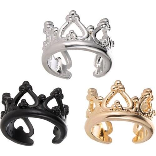 Trendy Princess Queen Crown Earring Clips No Pierced Ear Clips Alloy Heart Crown Helix Cartilage Clip-on Earring Cuff Earrings