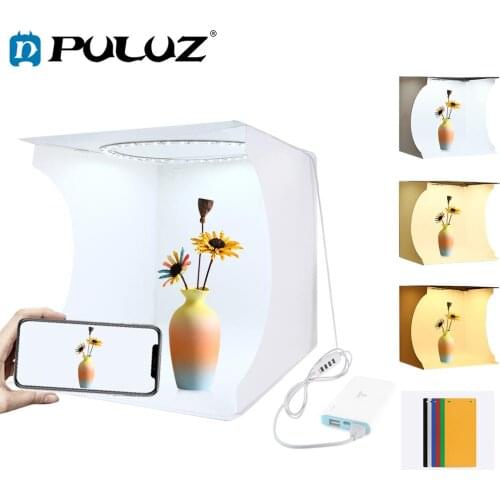 PULUZ 31*31cm lightbox Mini Foldable Photo Studio Box Photography LED 30cm Lightbox Studio Shooting Tent kit &6 Color Backdrops