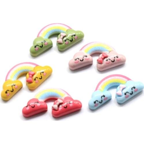 Mix Colors Resin Rainbow Smile Cloud Flat Back Art Decoration Charm Craft DIY Hair Clip Scrapbooking