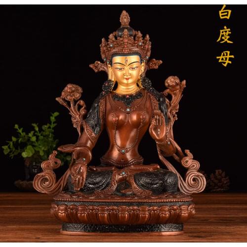 800 # 12 inch large -GOOD Buddha Buddhist bless family Safety Health efficacious Protection Tibet White Tara Buddha statue