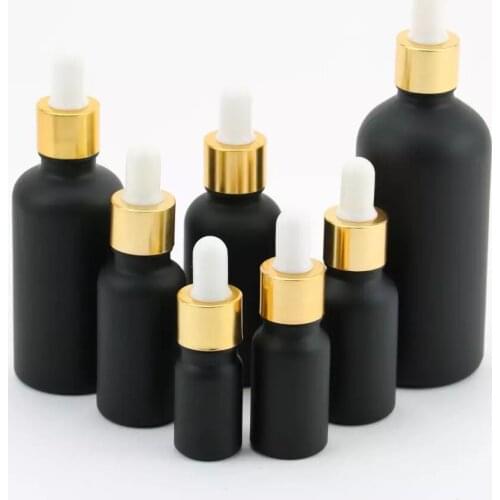 300Pcs 5-100ML Black Empty Dropper Bottle essential oil Glass Aromatherapy Liquid Drop for massage Pipette Bottles Refillable