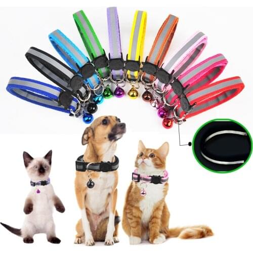 Reflective Dogs Collar Cat Accessories Adjustable Reflective Cats Bells Collar Harness For Cats Products For Cats Pet Accessorie
