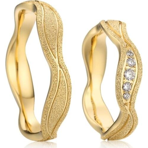 Unique custom love Alliances wedding rings for men and women brazilian gold color jewelry ring for couples