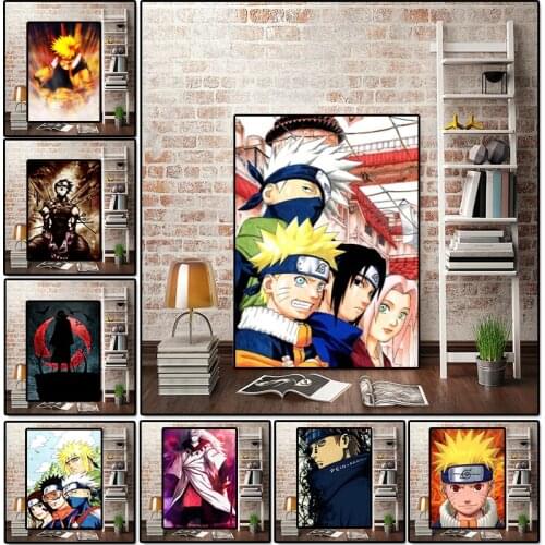 Japanese Anime Naruto Canvas Painting Helix Maru Naruto Kakashi Sasuke Uchiha Haruno Sakura Character Poster Bedroom Decoration