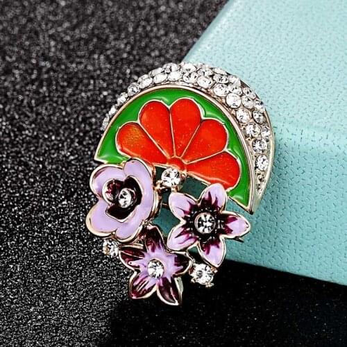 Zlxgirl jewelry Trendy Red Enamel Watermelon Brooches Bouquet For womens kids Christmas gifts fashion Carton baby brooch pins