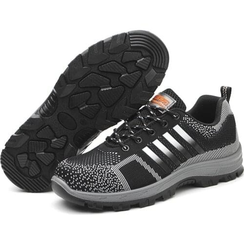 New Classic Stripe Unisex Work Safety Shoes Outdoor Breathable Protective Sneakers Protection AIR Mesh Boots Men