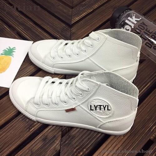 2021 Spring Autumn Fashion White Leather Trainers Sneakers Women Runing Shoes Black Breathable High Top A0-81