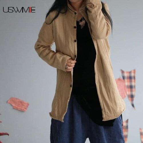 Womens Tops And Blouses Autumn Winter Single Breasted Warm Lined Casual Shirt Peter Pan Collar Solid Color Plus Size Clothes