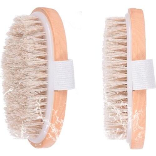 Female Dry Skin Body Brush Massager Natural Bristles Wood Improve Skins Healthy LX7072