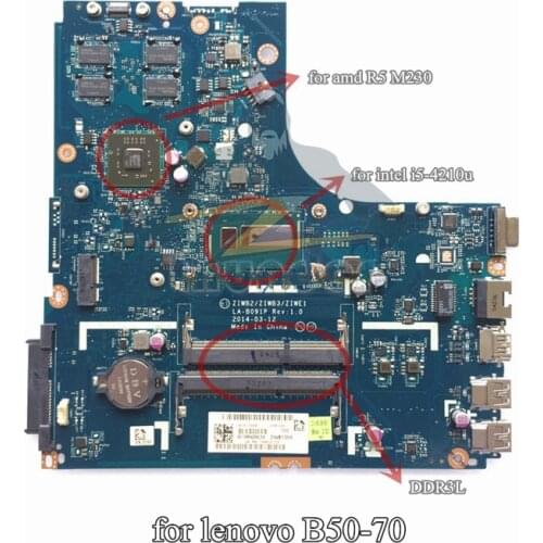 ZIWE1 ZIWB2 ZIWB3 LA-B091P for lenovo B50-70 laptop motherboard i5-4210U R5 M230 ddr3L