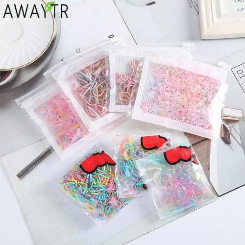 200pcs/lot Kids Candy Color Hair Rope Elastic Scrunchies Hair Band Hair Ring Tie Rubber Band for Girls Headband Hair Accessories